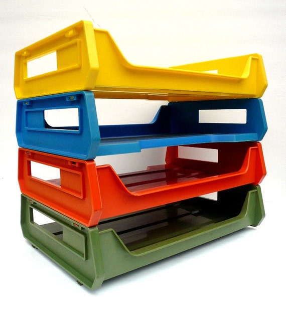 Colorful MOD Plastic Stacking 4 Tier Letter Trays