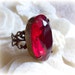 Ring. Marisol. Cocktail. Vintage Glass Jewel. Ruby Red. Statement Ring. Jewellery by dspdavey on Etsy