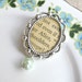 Brooch. Alice in Wonderland Bridal Bouquet Pin. Mint Green Pearl. Repurposed Text Book. Cameo. Jewellery