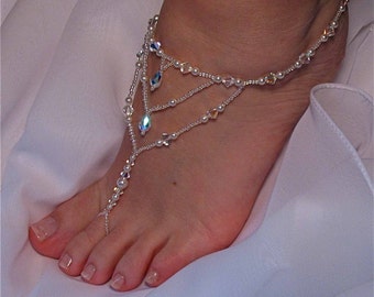 ... attire anklet Swarovski crystal pearl barefoot sandals design 1