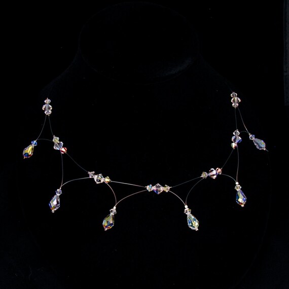 Items similar to Crystal Bridal Necklace Illusion Necklace Bridal ...