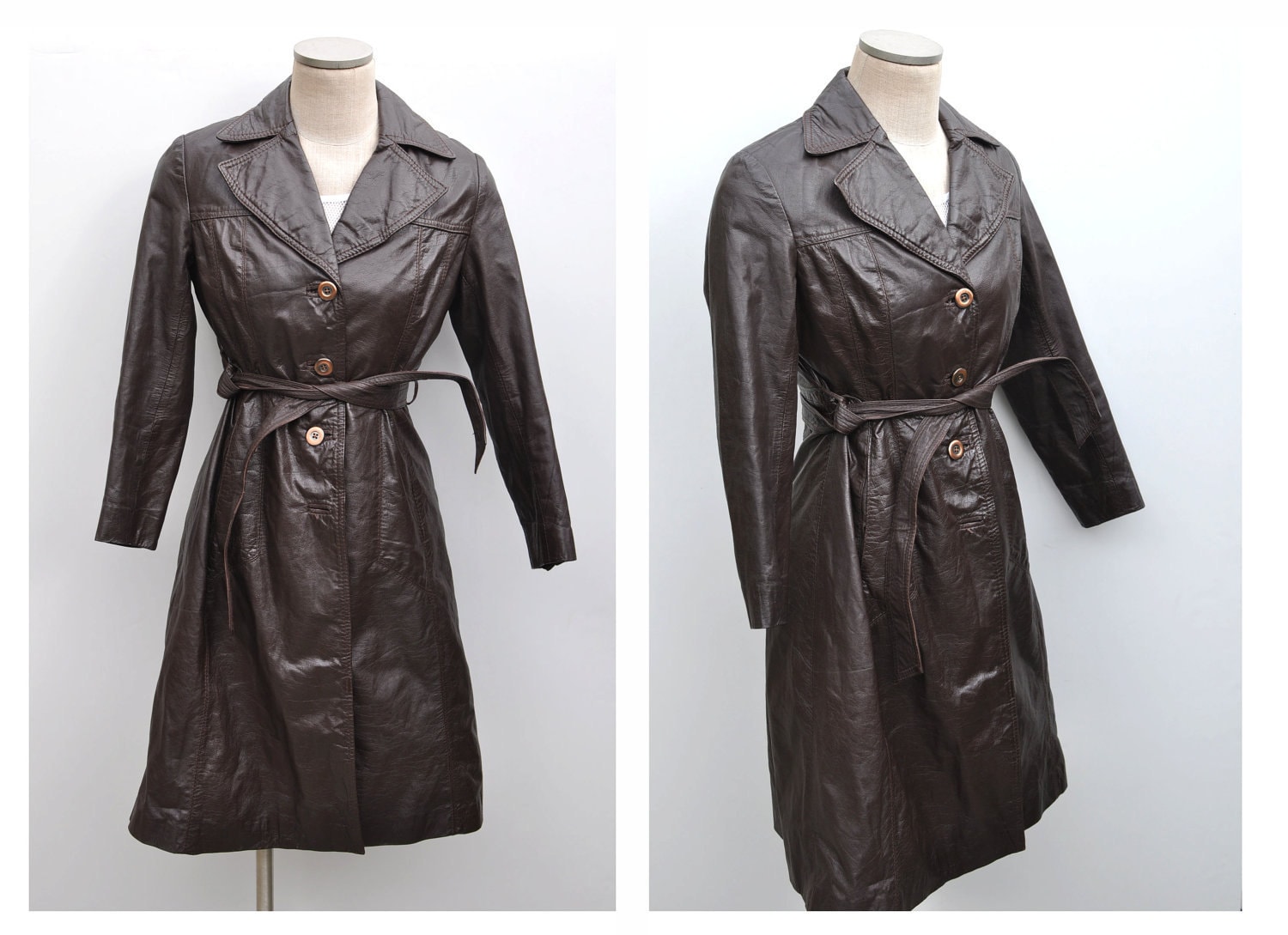vintage leather trench coat womens leather jacket by anniehaul