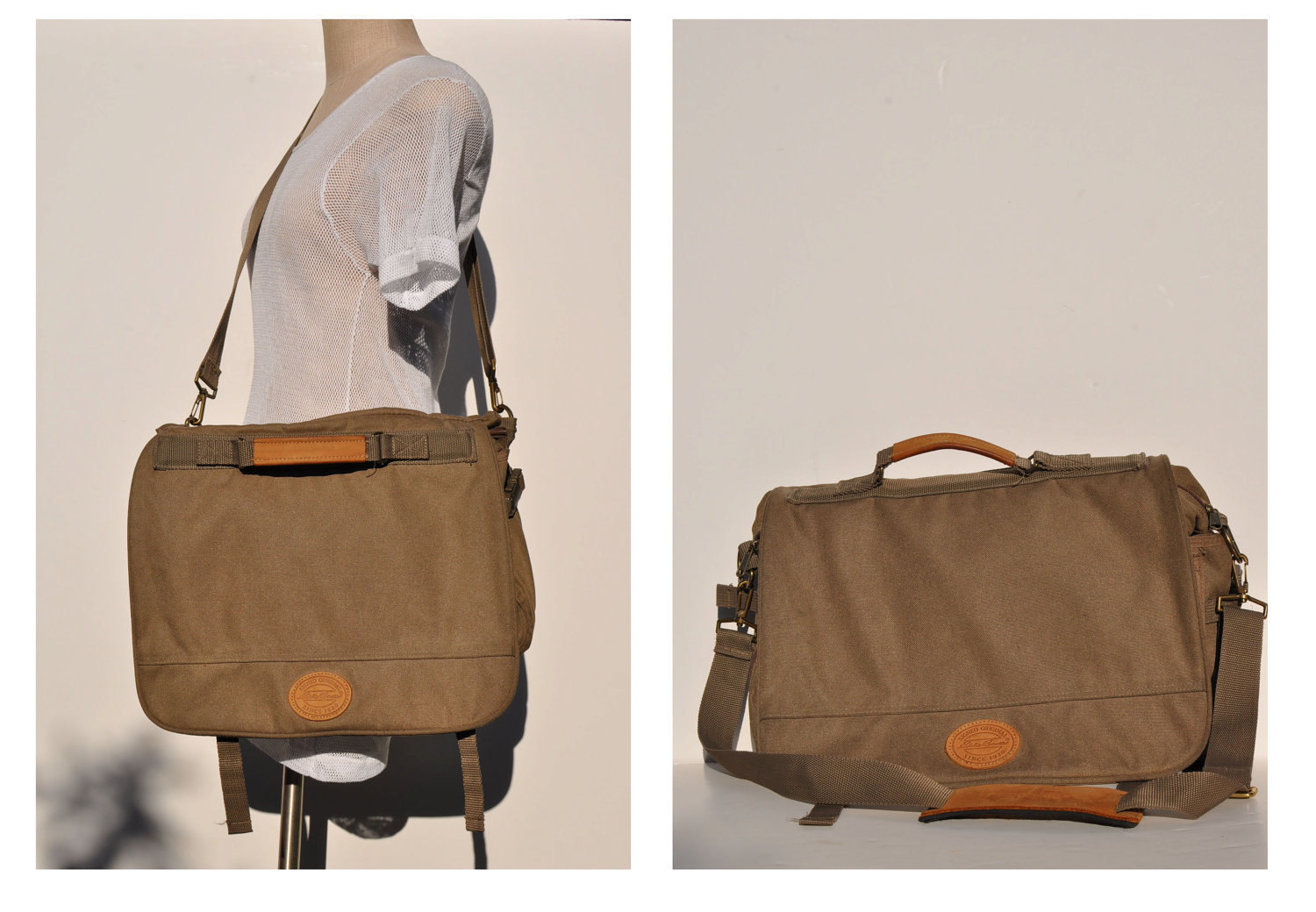 eddie bauer vintage carry all laptop messenger bag tote carry