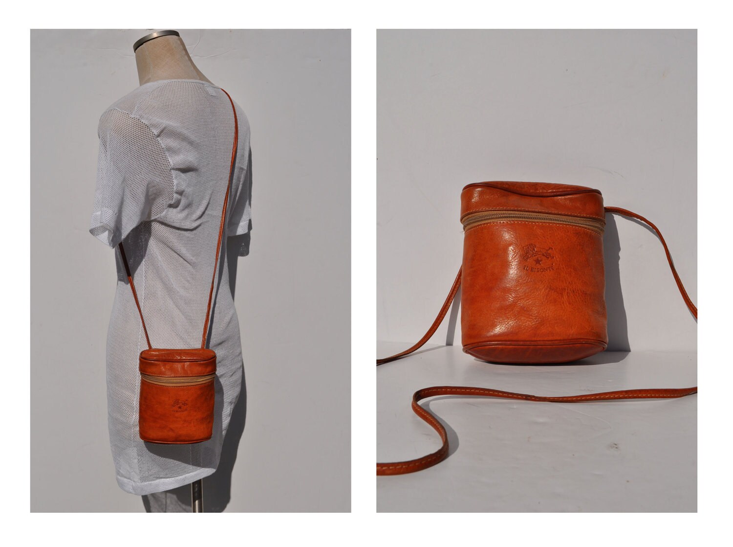 IL BISONTE vintage leather cross body purse leather bag w a di