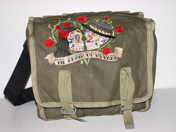 Canvas Military Rucksack - Till Death Do Us Part - OOPS - Custom Embroidered Design