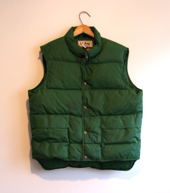 Forest Green Down Vest Vintage LL Bean by aSilverUnicorn on Etsy