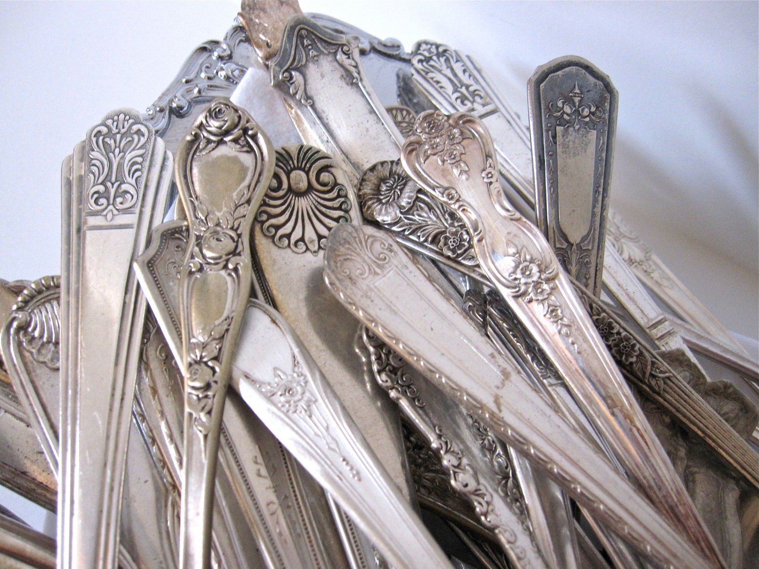 Antique Art Nouveau Style Silverplate Flatware Lot for Craft