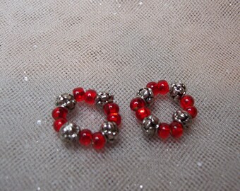 Red and Silver Nipple Rings-Fresh and Feminine -For those Little Buds-Mature