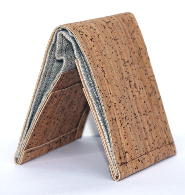 Vegan Natural Wallet Cork Fabric and Linen Leather by CoolCorC
