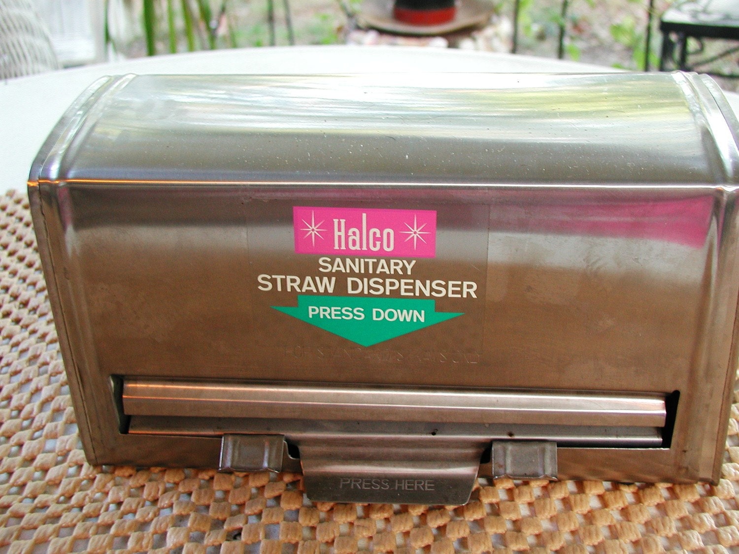 Vintage Stainless Steel Drinking Straw Holder Dispenser Halco