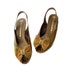 Vintage sandals / Peter Kaiser leather olive bow peep toe heels / size 38-7.5