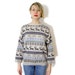 Vintage sweater / deer fair isle gray brown purple green knit / size L