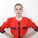 Vintage dress / sailor navy and red silk dress / size M