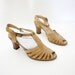 r e s e r v e d for juliaannata Vintage sandals / 70s honey leather t strap heels