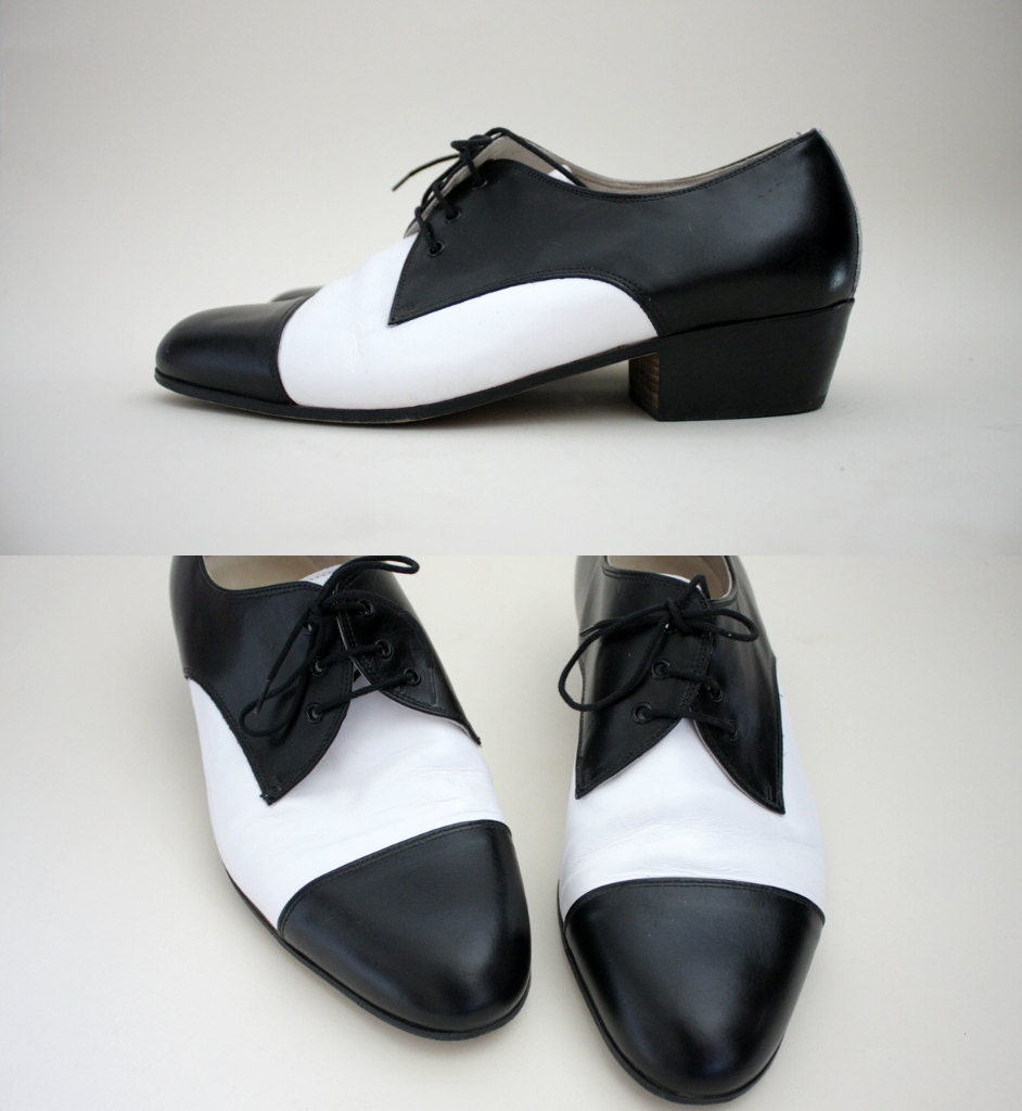 black and white tuxedo heels
