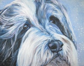 Bearded Collie art CANVAS print of LA Shepard painting 8x10 beardie dog portrait Bearded Collie art CANVAS print of LA Shepard painting 8x10 beardie dog portrait