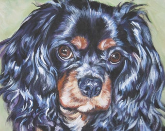 cavalier king charles spaniel dog art canvas art print of LA Shepard 11x14