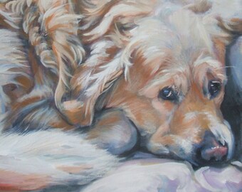 Golden Retriever DOG art PORTRAIT canvas PRINT of LAShepard painting 8x8"