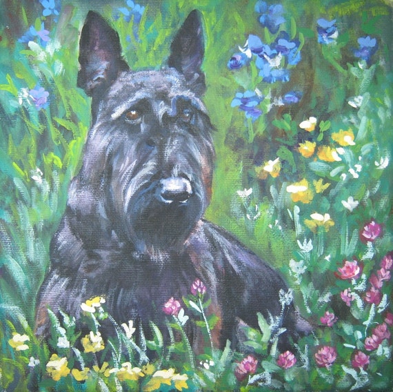 Scottish Terrier scottie dog art CANVAS print of LA Shepard