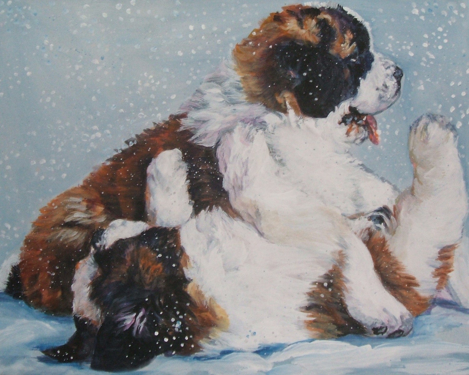 st Saint Bernard dog art CANVAS print of LA Shepard painting