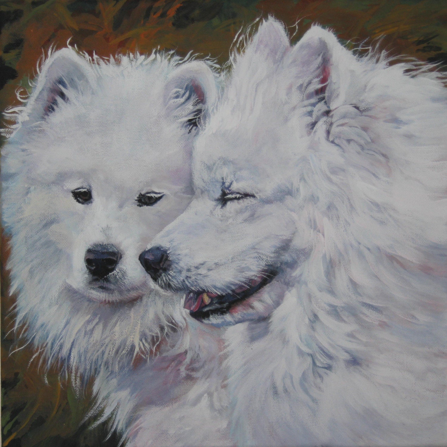 Samoyed Dog art CANVAS print of LA Shepard painting 8x8 dog