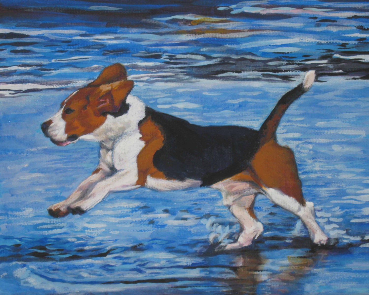 Beagle dog art CANVAS print of LA Shepard dog painting 8x10