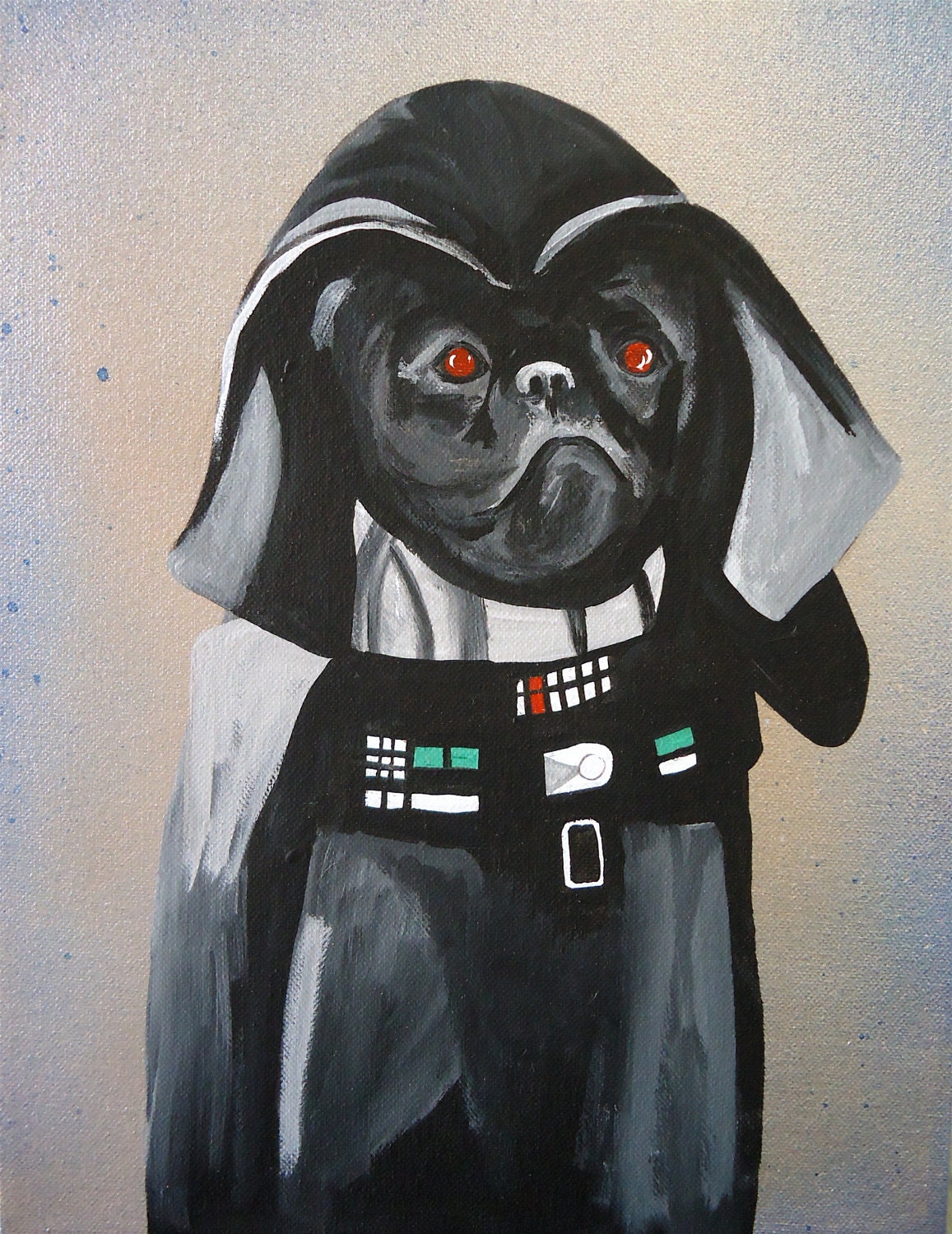 pug con traje pug en darth vader traje original pintura wars pug con traje pug en darth vader traje original pintura wars