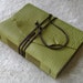Rustic Leather Journal, Lime Green with dark brown tie closure, handmade