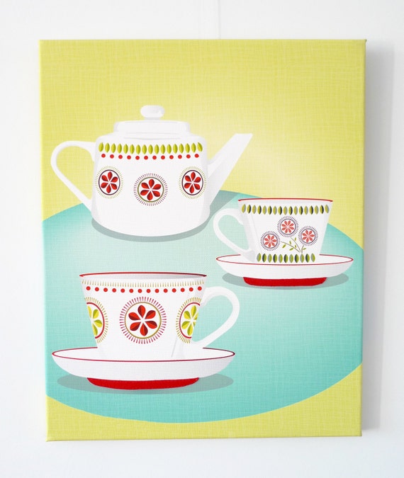 Items similar to Tea break, Cuppa Tea, Retro Vintage Teapot Framed art