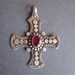 Bali 925 sterling Silver Cross Pendant - Garnet.