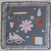 Hand Screen Printed Silk Love Token Handkerchief Grey/White/Red