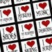 Things I Love Set One - Hearts - 1x1 Inch Square Tiles Digital JPG Collage Sheet