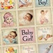 It's A Baby / Newborn / Infant / Toddler / Vintage / Baby Shower - 1x1 Inch Square Tiles Digital JPG Collage Sheet