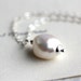 Large Pearl Necklace on Sterling Silver Chain, Freshwater Pearl Pendant Bride Winter Wedding June Birthstone