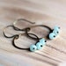 Aquamarine Hoop Earrings with Oxidized Brass Hoops - Summer Fashion March Birthstone Rustic Beach Tones