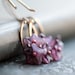 Flower Earrings with Purple Czech Glass Beads and Small Hoops- Cherry Blossoms Garden Floral Botanical