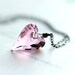 Pink Heart Necklace - Large Pink Swarovski Crystal Heart on Sterling Silver Chain Pastel Pink Valentine's Day Gift