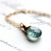 March Birthstone Moss Aquamarine Necklace on Gold Filled Chain - Pisces March Summer Fashion