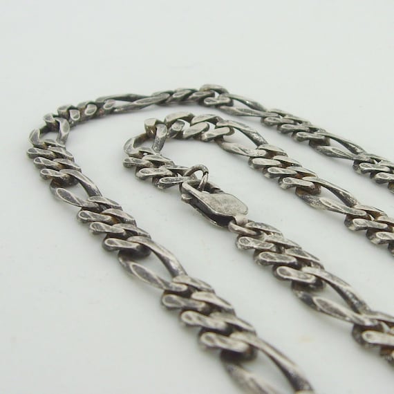 20 inch Mens Sterling Silver Figaro Chain Necklace Oxidized