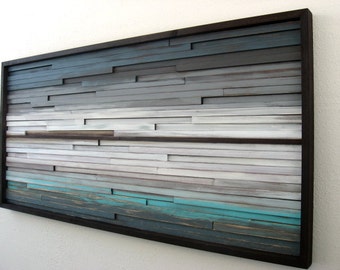 Wood Wall Art, Landscape Wall Art, Distressed Wood Sculpture, Abstract Painting