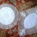 DOILY runner Set 2 LINEN and LACE crisp white center Hand Crocheted Lace