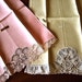 TOWEL Set 2 NEW Pink and Yellow Linen and Fancy Organdy Victorian Cut LACE Trim