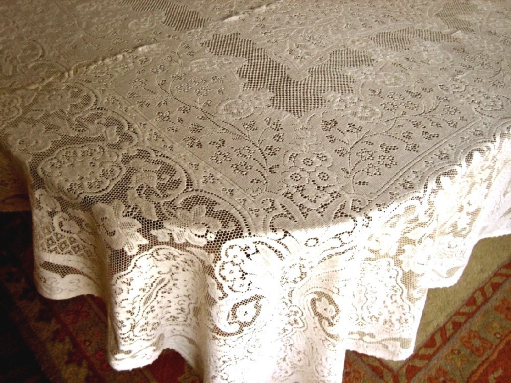 Vintage LACE Tablecloth QUAKER LACE Style by RenaissanceProfessor