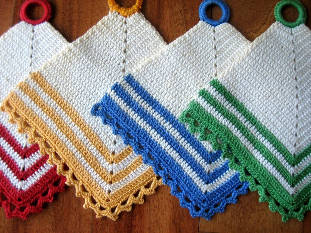 Vintage hand crocheted LACE POTHOLDERS Potholder Set Antique