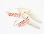 Modern Simple Earrings14K Gold Peach Sunstone Wire Wrapped pastel pink Minimalist design summer rusteam