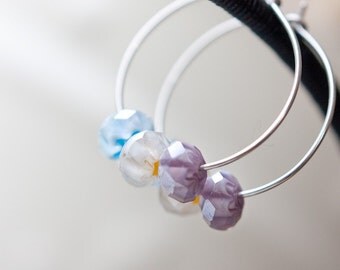Hoop Earrings Pastel Millifiori Argentium Sterling silver modern simple jewelry