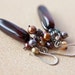 Oxidized Argentium Sterling Silver Earrings Agate and Pearls Multicolor Woodland Chocolate rustic