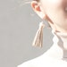 Long Tassel Leather Earrings Boho Tribal Beige Fringe bohemian fall pastel rusteam
