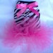 ZEBRA PRINCESS Dog Tutu Harness Dress with Hot Pink Bow Size XXXS through Medium