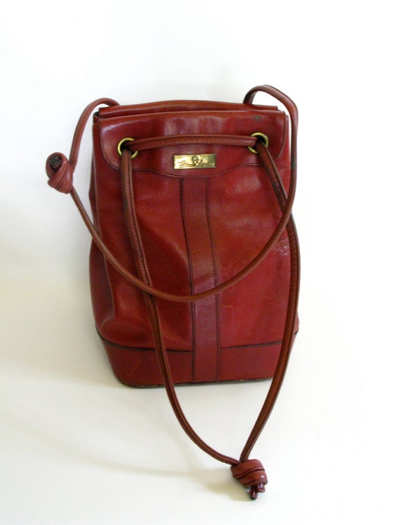 Etienne Aigner Purse / Red Leather Bucket Bag